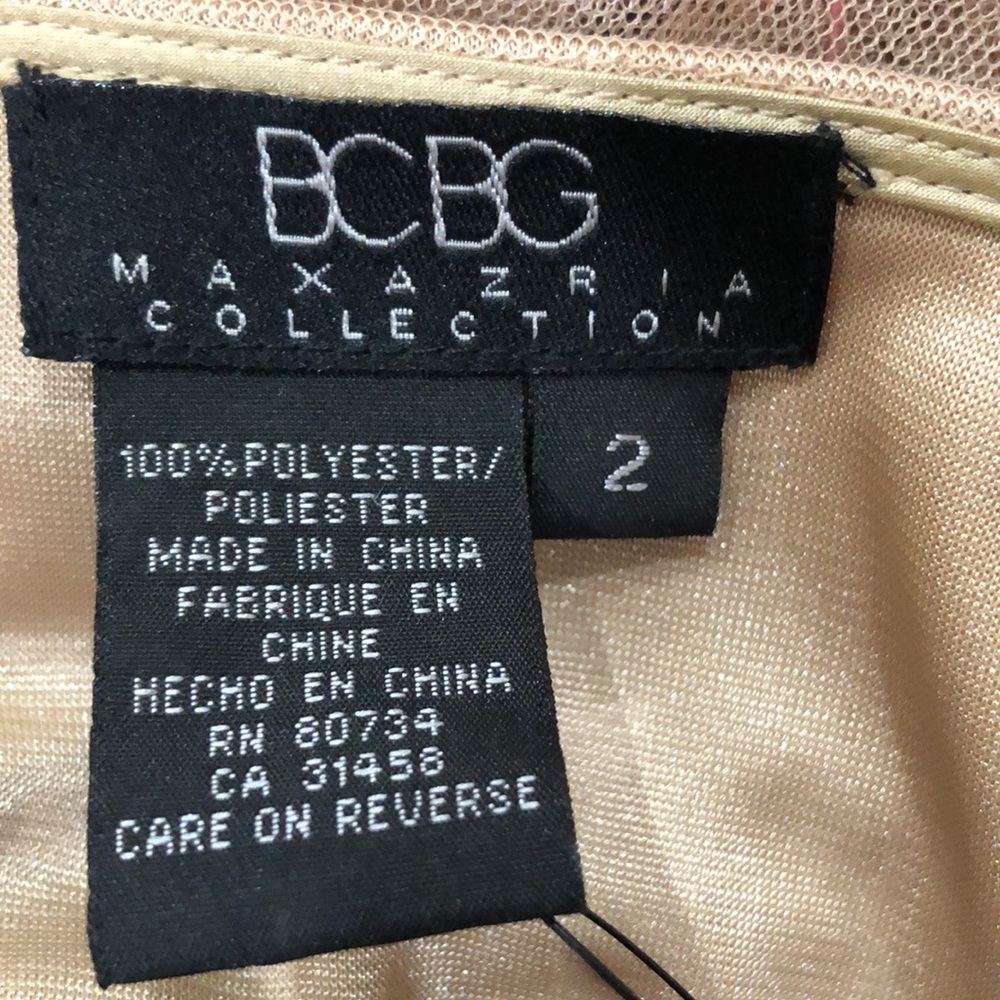 SOLD NWT BCBGMAXAZRIA Collection Gown Size 2 Nude Pink Sequin Floral Embroidery - Picture 8 of 12